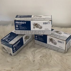 NEW lot of 3 Shield Security Privacy Locksets Ball Knob Style Satin Nickel